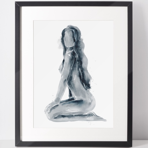 Watercolor Abstract Nude Woman Portrait Print Poster Unframed - Picture 4 of 14